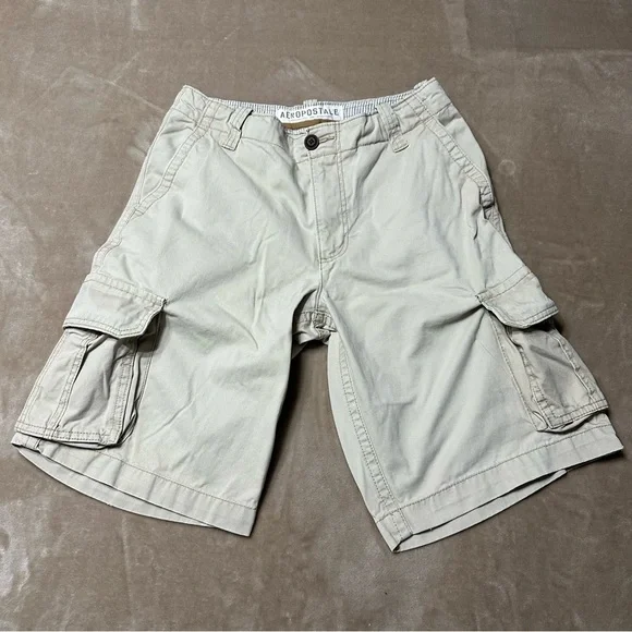 Aeropostale Cargo Khaki Drawstring Shorts 100% Cotton Size 30 - Picture 1 of 7